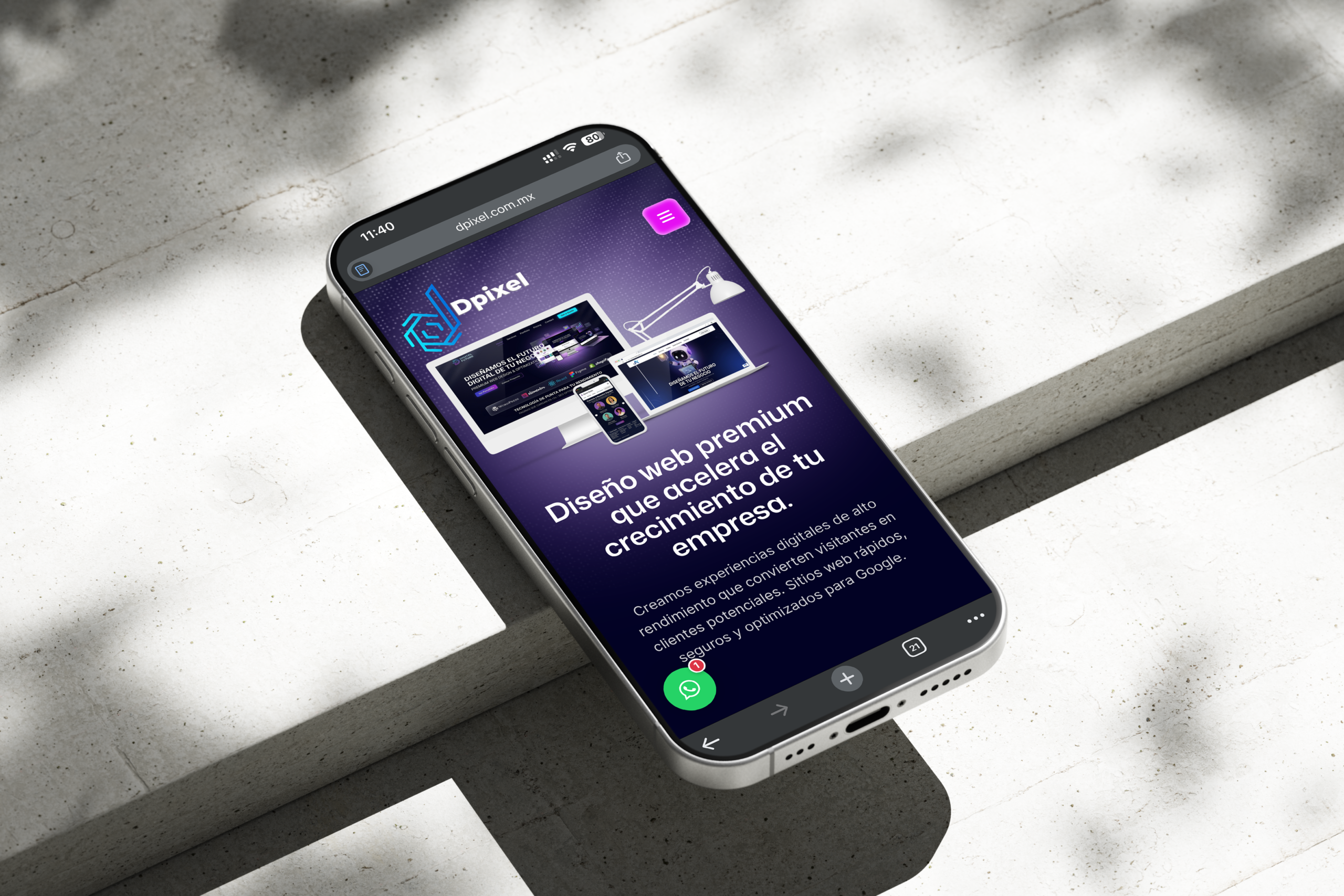 01 Free iPhone 16 Pro Mockup on Bright Concrete Surface with Shadows